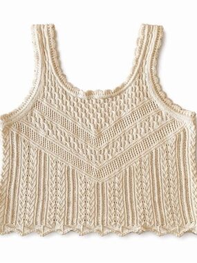 AND NOW THIS Crochet Pointelle Knit Sleeveless Top XL - Excellent!